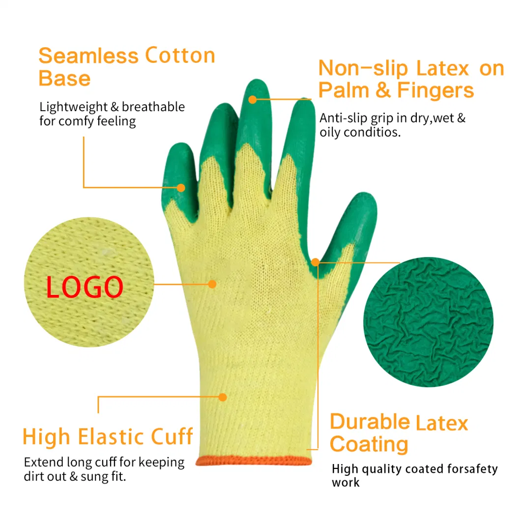 Latex Coated Glove Anti-Slip Wear-Resistance Guantes Protection Hand Safety Work Gloves