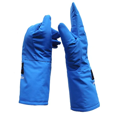 Guantes de mano criogénicos para manipulación de nitrógeno líquido azul